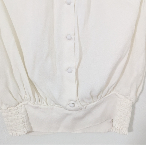 Frame Mock Neck Ruffle Sleeves White Blouse Button Back Ivory Size Small S - Picture 7 of 10